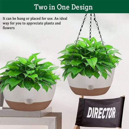 Koalaime Hanging Planters for Indoor Plants, 2 Pack 10 Inch Self Watering Pots with Macrame Plant Hanger, Hanging Baskets Holder for Outdoor Garden Home Ceiling Window Decor