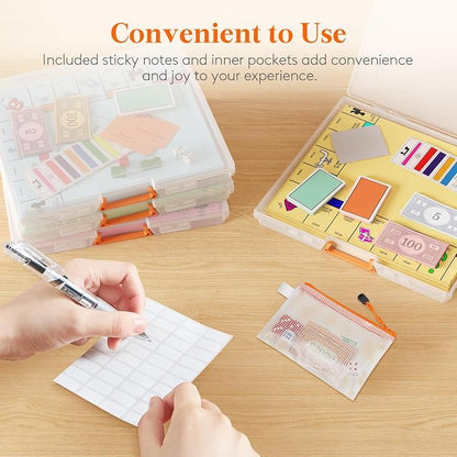 Lifewit 8 Pcs Board Game Storage Boxes, 12.2x10.6'' Paper Container with Secure Latch, Plastic Portable Organizer with Handle & Labels for File,Document,Puzzles, Cards, Art Supplies
