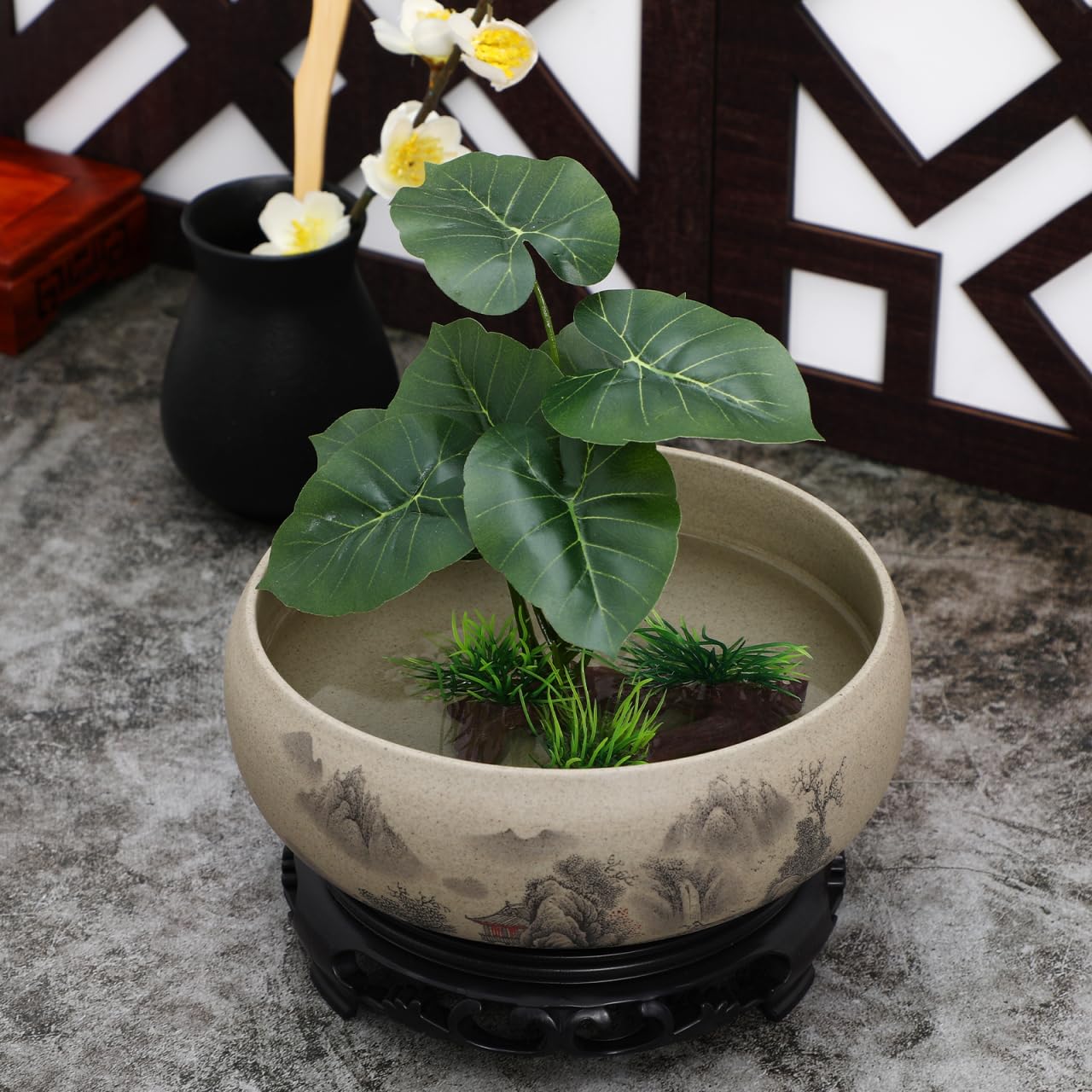 LIOOBO 1 Set Blue and White Porcelain Lotus Pot Decorative Flowerpot Hydroponic Container Ceramic Planter Ceramic Flowerpot Ceramic Succulent Pots Water Plants Planter Flowers Pot