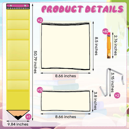 AmazingSpark 57 Pcs Classroom Behavior Chart for Student Management Kids Tracking Chart Hanging Creative Bulletin Board with 40 Clips for School Preschool Child Care(Pencil)