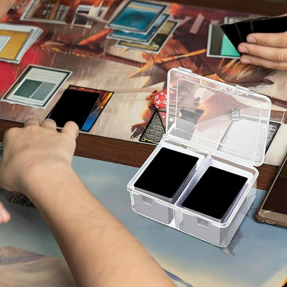 Vicenpal 300 Card Storage Box Compatible with Mtg TCG Clear Plastic Trading Card Storage Box with Removable Divider Hard Trading Deck Case for Baseball Football Game Organizer Collector(2 Pcs)