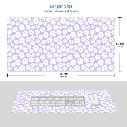 MAYCARI Kawaii Purple Flower Extended Gaming Mouse Pad Large, 31.5"X15.7" Big Mouse Pad with Non-Slip Base Long Computer Keyboard Mouse Mat for Home Office Work