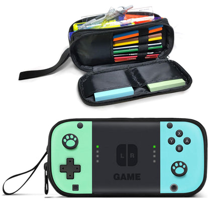 JIRAIKEI Gamer Pencil Case for Boys, Large Boys Pencil Pouch for Kids Teens School, Big Capacity Pen Box Pen Bag Organizer with 2 Compartments & Zipper
