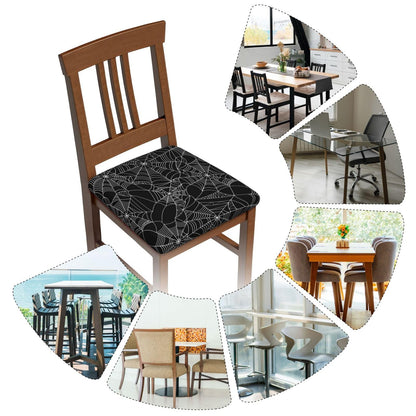 Mouxue Seat Covers for Dining Room Chairs Set of Set of 4, Halloween Spider Web Stretch Chair Seat Covers Cushion Slipcovers for Kitchen Office