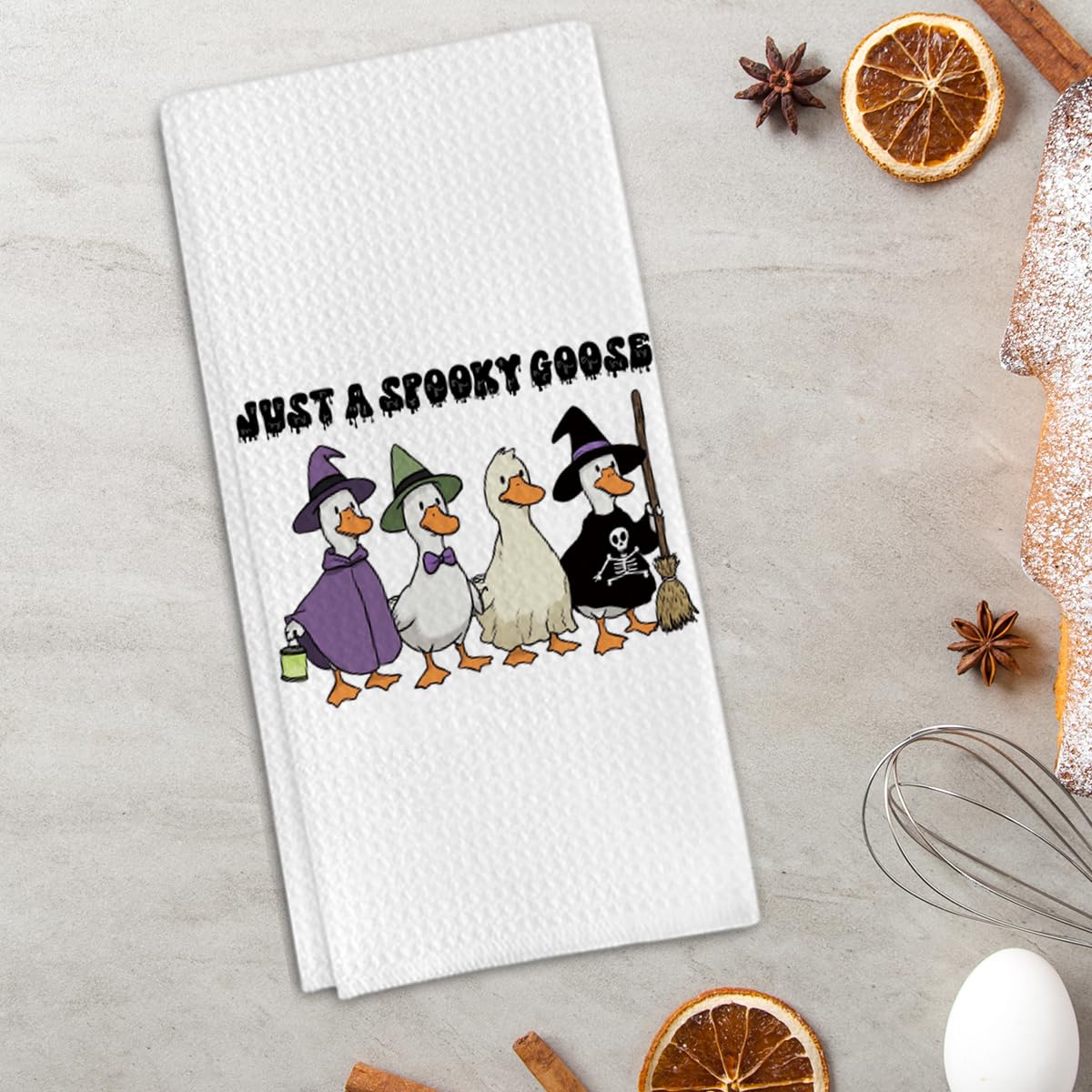 Halloween Goose Gifts Kitchen Towels, Just a Spooky Goose Decorative Towels for Bar Kitchen Bathroom