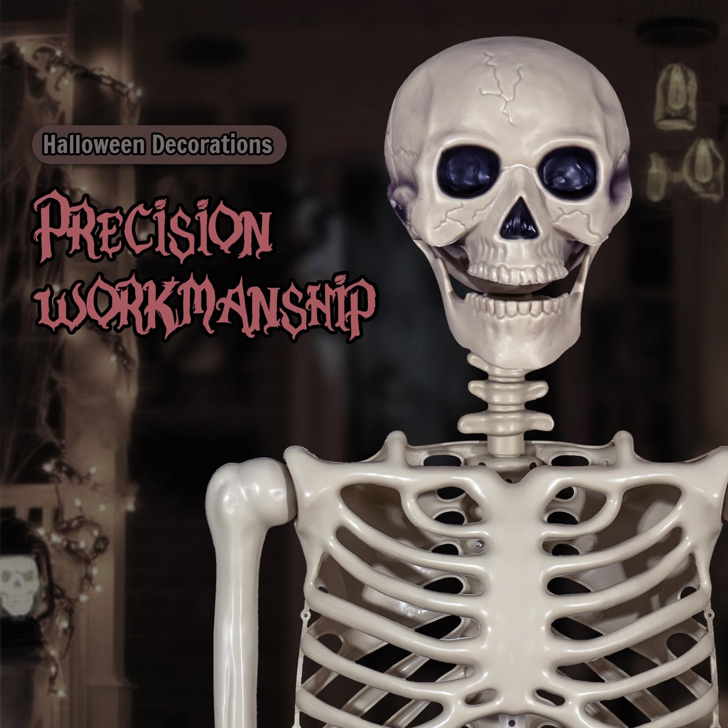 BEABOO 84Inches/7Ft Mermaid Halloween Life Size Skeleton Pose-N-Stay Posable Movable Joints Hanging for Halloween Decoration Decor Spooky Scene Party Favors