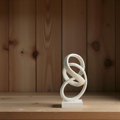 10" Modern Abstract Ribbon Decorative Sculpture, Knot Sculptures,Home Decor,Coffee Table Statues,Dining Living Room Desk Decor（White）