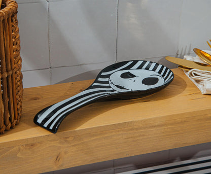 Silver Buffalo Disney The Nightmare Before Christmas Jack Skellington Ceramic Spoon Rest Holder | Kitchen Organizer For Utensils To Keep Countertop Clean