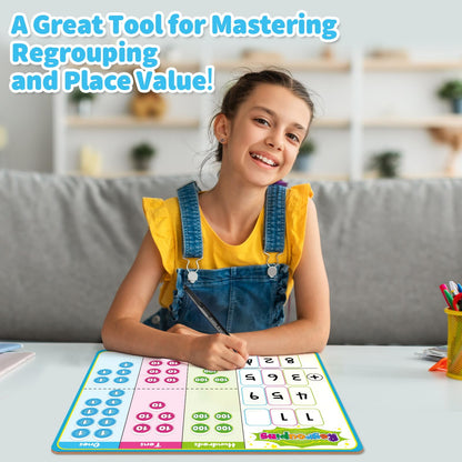 Laffunz Magnetic Place Value Manipulatives Math Games for Kids Regrouping Base Ten Blocks, Addition and Subtraction Games Classroom Must Haves 1st 2nd 3rd Grade Homeschool Supplies Small Group