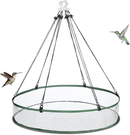 FoldTier 1 Pieces Universal Wild Bird Seed Catcher Hanging Hoop Platform Bird Seed Catcher Tray for Hummingbird Feeders Bee Feeder Outdoor Garden Accessories (24 Inch)