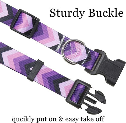 Mihqy Dog Collar with Bohemia Floral Tribal Geometric Patterns - Soft Ethnic Style Collar Adjustable for Small Medium Large Dogs(Purple Arrow,M)