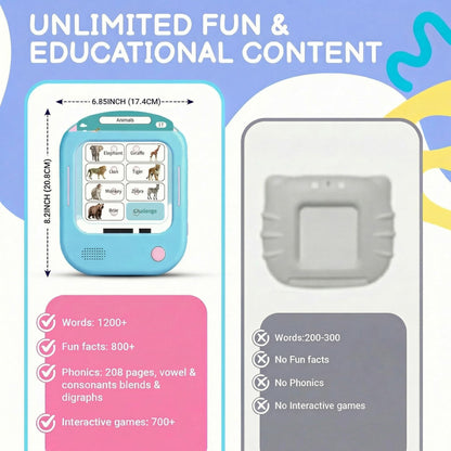QuTZ Talking Flash Cards, Phonics Flash Cards, Learn to Read with 246 Pages, 29+ Themes, 1200+ Words & Fun Facts, 700+ Interactive Games, Toddler Learning Toys for 2-6 Year Old, 272 Pages