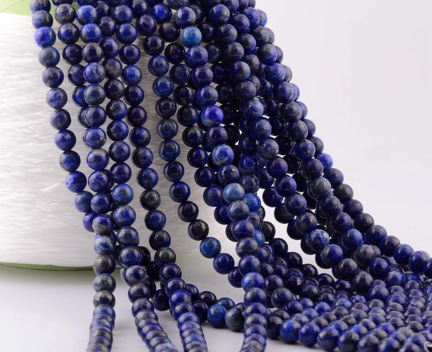 Natural Stone Beads 100pcs 6mm Lapis Lazuli Round Genuine Real Stone Beading Loose Gemstone Hole Size 1mm DIY Charm Smooth Beads for Bracelet Necklace Earrings Jewelry Making (Lapis Lazuli Blue, 6mm)
