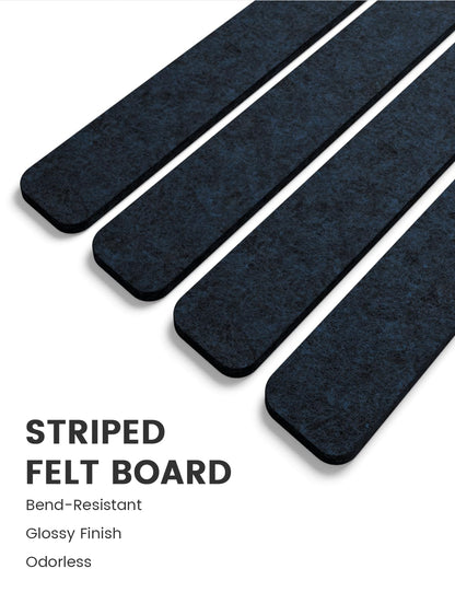 Fluxynara Cork Board Alternative Felt Strip Board 8-Pack 13"x2", Office Pin Board with 50 Push Pins, Adhesive Install for Bedroom Door & Home Office (Midnight Blue)