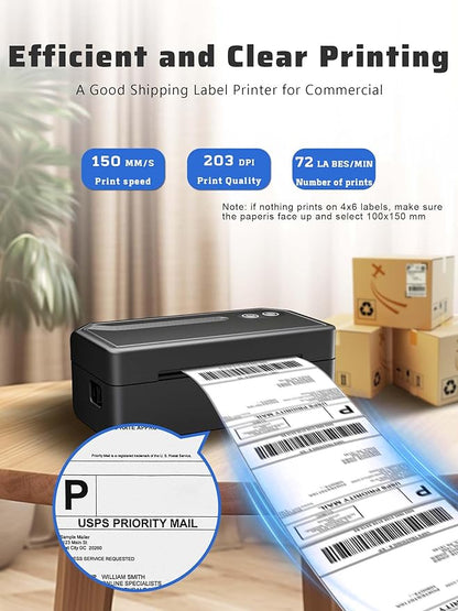 Shipping Label Printer 4x6, Bluetooth Thermal Label Printer for Small Business, Warehouse or Home Office, Compatible with Windows iOS Android Mac, USPS Amazon Ebay Etsy Black