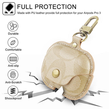 for AirPods Pro 3 Case, Leather Cute Full Body Shockproof Protective Cover for AirPods Pro 3nd Generation Case for Women Men, Drop Protection (A)
