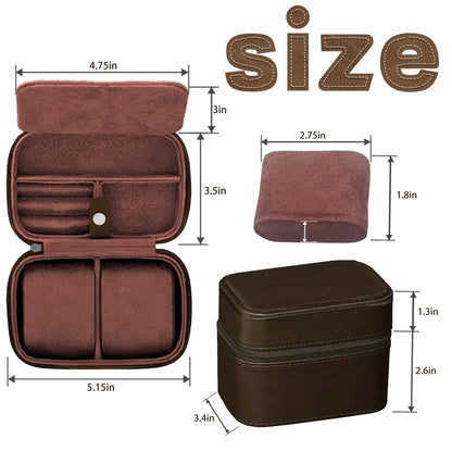 CONBOLA Watch Case for Men - Travel Watch Box for 2 Watches & Smartwatches - Travel Jewelry Case with Accessory Compartment - Compact PU Leather Watch Box for Men & Travel Essentials Organizer