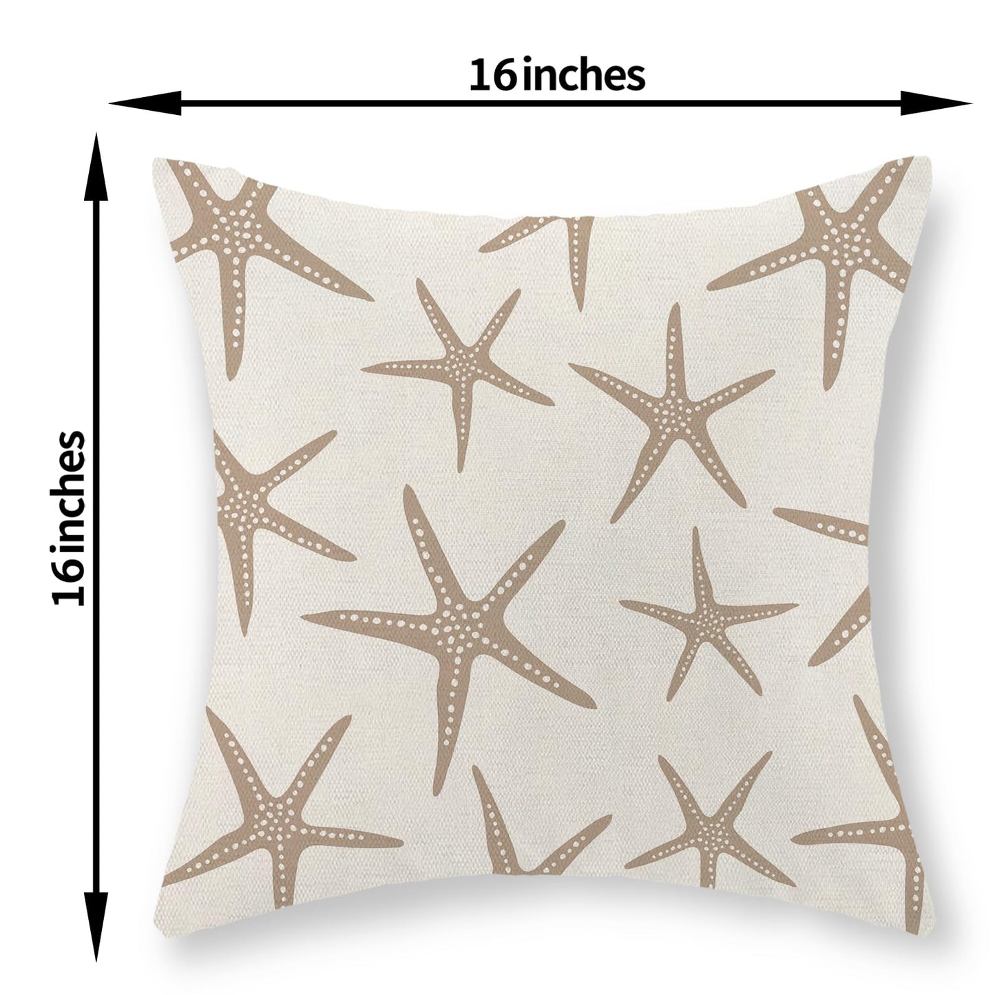 JEFERSO Brown Tan Starfish Pillow Covers 16x16 Set of 2 Coastal Throw Pillows Summer Nautical Ocean Beach Theme Decorative Pillowcase Outdoor Farmhouse Linen Decor Cushion Case for Couch Home Bedroom
