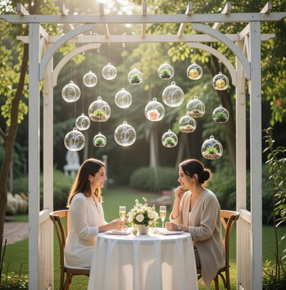 GlikCeil 24 Pcs 5.3'' 3.9'' 3.15'' Hanging Glass Tealights Candle Holder Large Globes Fillable Plant Clear Terrarium Orbs Air Plants Holder with Fishing Line Wedding Centerpiece Tree Decor
