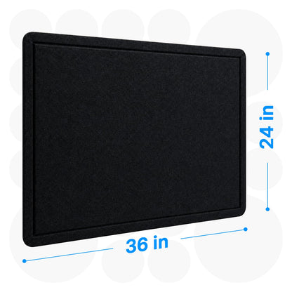 OWLKELA 36 x 24 inch Felt Bulletin Board, Self-Adhesive Pin Board with 20 Pushpins, Cork Board Alternative for Office Home School, Black