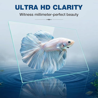 10 Gallon Glass Fish Tank, Nano Aquarium Fish Tank, Rimless Low Iron Aquarium for Betta/Turtle/Goldfish/Snails/Shrimp and Aquatic Planting