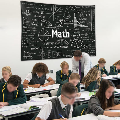 Math Classroom Tapestry, Equations Art Window Tapestries Wall Hanging for Bedroom College Dorm Mathematics Room High School Teacher Office Decor 60X40" Education Poster