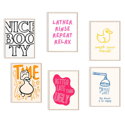 Nursery Poster Cute Animal Picture Funny Bathroom Wall Art Set Of 6 Nursery Decor 8x10 Inch Unframed Poster Minimalist Prints for Kids Room Boys and Girls Room Baby Room Living Room BedRoom BathRoom