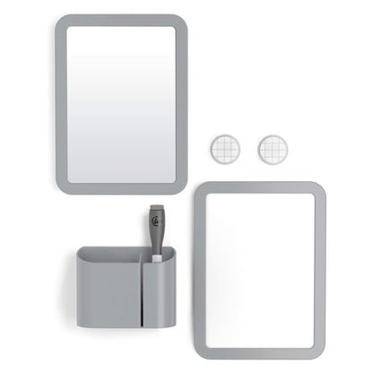 U Brands Locker Accessories Kit, Back to School Essentials, Grey, 6-Piece, Includes Whiteboard, Mirror and Organizing Supplies