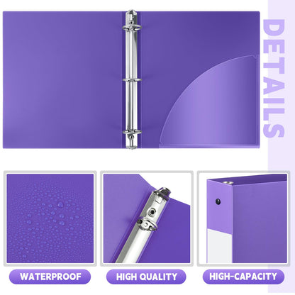 Henoyso 24 Pcs Purple 1.5" 3 Ring Plastic Binder Bulk, 1 1/2 Inch Soft Flexible Binders Round Rings, Fits Letter Size 8.5'' x 11'' Paper, Holds 350 Sheets, for School Office (1.5 Inch)