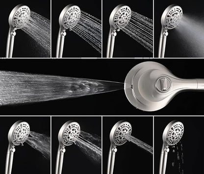 INAVAMZ Nickel 2.5GPM Shower Head with Handheld High Pressure: 10” Rainfall Shower Head & HandHeld Shower Head, 9 Spray Settings Detachable Shower Head with ON/OFF Switch and 15-Stage Filter