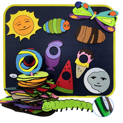 Qimihinoy Felt Story Board Set,Large Animals Felt Stroy Retelling Pieces for Toddlers,Preschool,Teachers, Speech, Therapy,Travel,Classroom (The Very Hungry Caterpillar(24pcs))