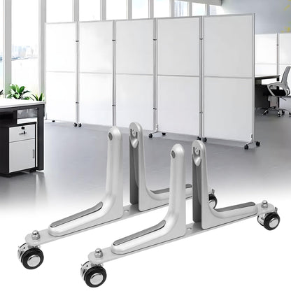 MYOYAY 2 Packs Room Divider Stabilizer Feet with Stainless Steel Wheels, Folding Room Screen Divider Stand Support Bases Privacy Screen Partition Holder Feet for Hotel Home Office (Sliver)