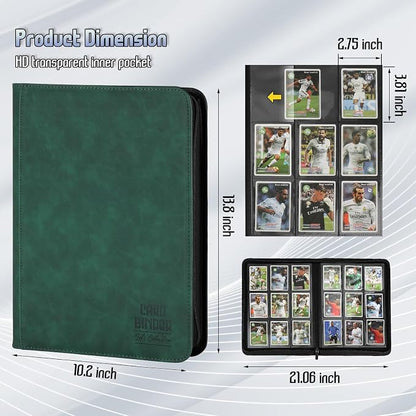 Trading Card Binder, Premium 9 Pocket Double Sided 540 Pocket PU Card Collection Binder, Collectible Trading Card Albums for MTG, TCG, Sport Card, Game Cards (Dark Green)