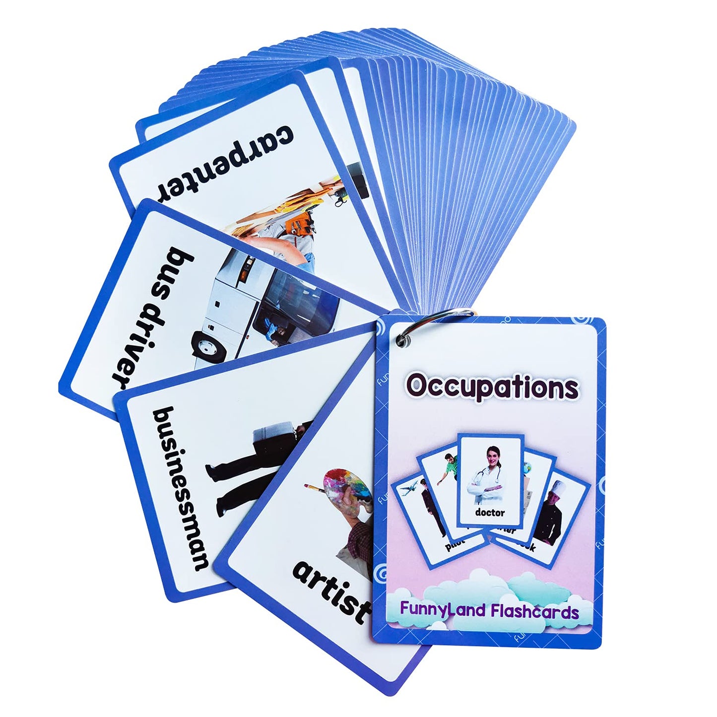Lilias Transportation/Clothes/Occupations Flash Cards - English Words Pocket Card for Toddlers, Learning Toys, Supplies for Kindergarten Preschool, 3 Themes Set