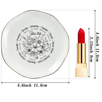 Vancsenia God Says You Are AmazingRing Dish – Christian Ceramic Jewelry Tray for Women, Inspirational Bible Verse Trinket Holder Gift for Her, Religious Baptism Gift