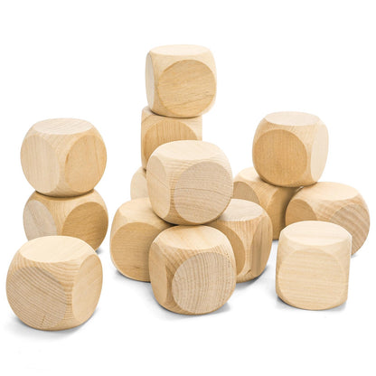 ZEAYEA 20 Pcs Blank Wooden Dice, 2 inch Unfinished Square Blocks, Blank 6 Sided Wood Cubes with Rounded Corners for Building Blocks, DIY Craft Projects, Party Supplies