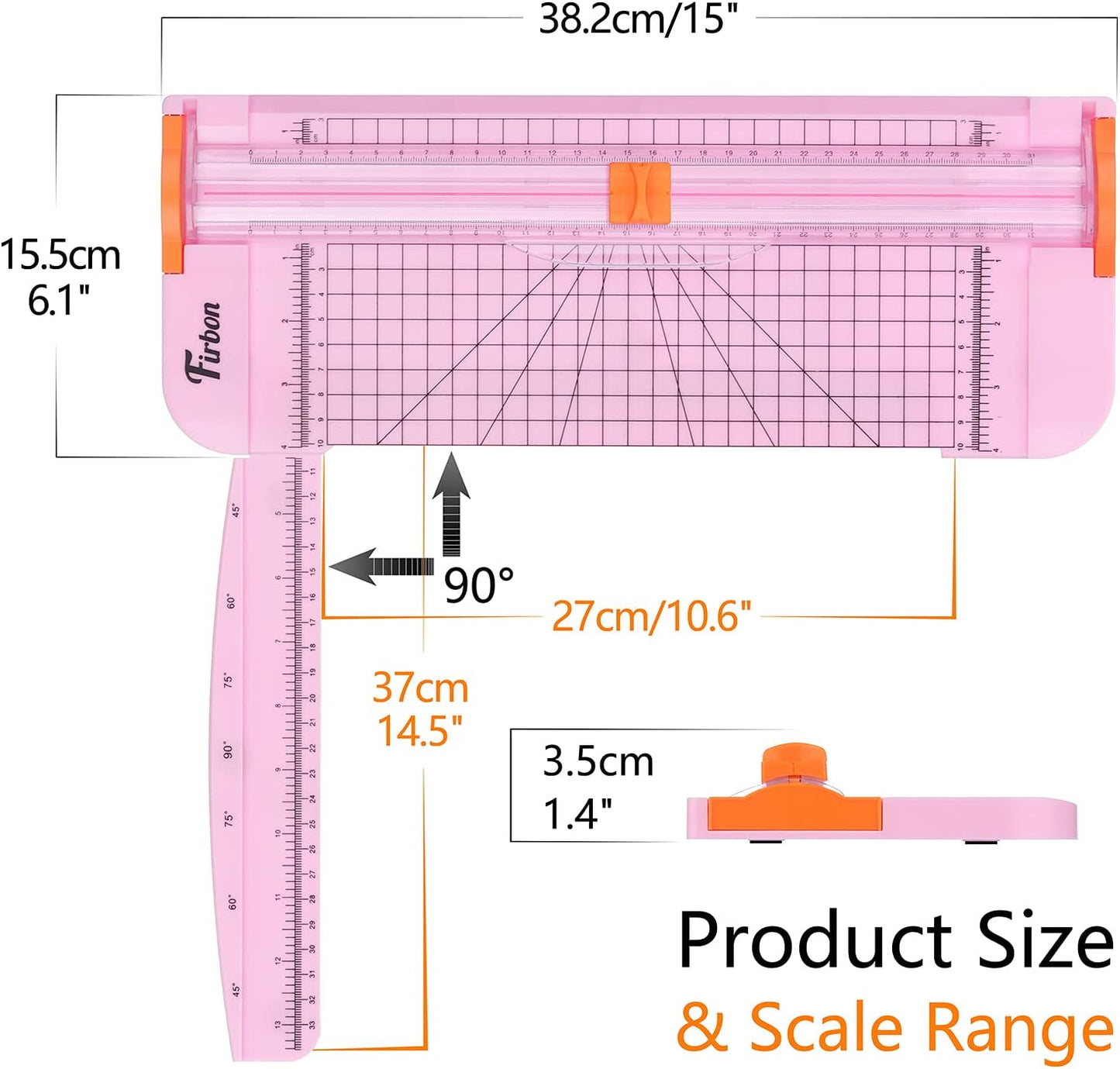 Firbon A4 Paper Cutter 12 Inch Titanium Straight Paper Trimmer with Side Ruler for Scrapbooking Craft, Paper, Coupon, Label, Cardstock(Pink)