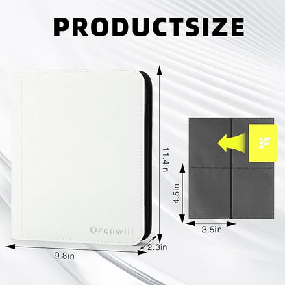 Top Loader Binder, Holds 112 Cards in 3"x4" Toploaders, Trading Card Binder 4 Pocket for TCG, MTG, YGO, Game Cards, Sports Cards(White)