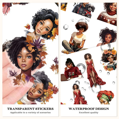 Bomichi Black Girl Sticker Book, 40 Sheets 283 Pcs Journaling Scrapbooking Stickers for Journaling Scrapbooking Bullet Journals Planners Letter Card Making Collage Art Crafts Water Bottle