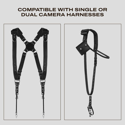 C Coiro Extra Attachments Single and Dual Camera Harness for Camera Bag, Sling Bag, Pouch, Lens Case Perfect Photography Accessories for Leather Camera Strap, Black