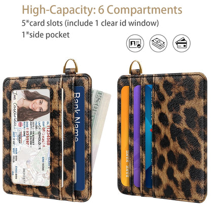 Simikol Slim Minimalist Pocket Credit Card Holder Wallet RFID Blocking Lightweight Thin Small Cute Card Cases,Leopard