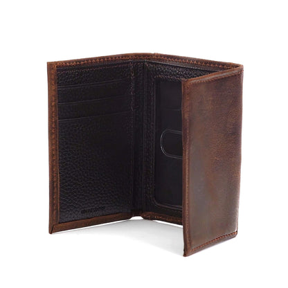 ARIAT Men's Distressed USA Flag Leather Trifold Wallet