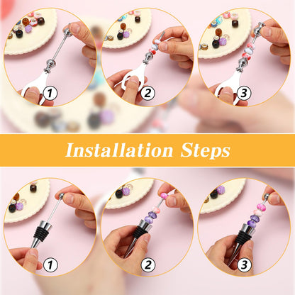 20 Pcs Beadable Wine Stoppers Bulk Beadable Beer Opener Set 10 Decorative Beaded Wine Bottle Stopper 10 Alloy Reusable Bottle Opener for DIY Crafts Fall Halloween Bar Party Favor Gifts