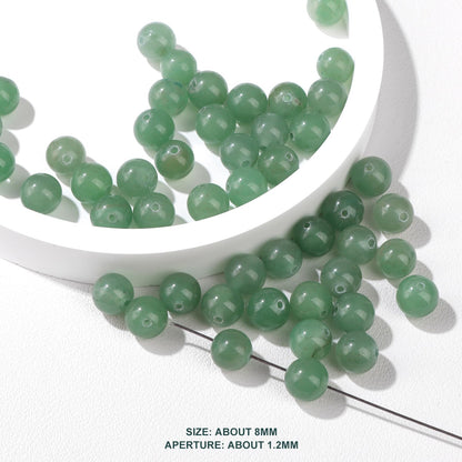 Risyfjew 50PCS 8mm Natural Green Aventurine Beads Gemstone Round Loose Beads for Jewelry Making Chakra Crystal Stone Beads for Bracelets Necklace Earrings Making Supplies (50pcs/Strand)