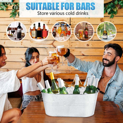 OBTANIM 4 Pack 4 Gallon Galvanized Ice Buckets Metal Champagne Drink Cooler Storage Ice Tub with Handles for Beer Cocktails Wine Beverage Home Parties Bar Cooling Supplies