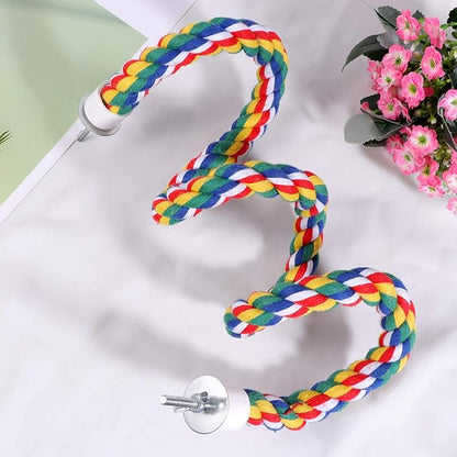 UKCOCO Bird Rope Perch - Comfy Perches for Bird Cages Natural Parrot Cotton Rope, Bungee Perch Pet Chewing Toy for Parrots Playing, Chewing or Preening (60cm/23 Inch)
