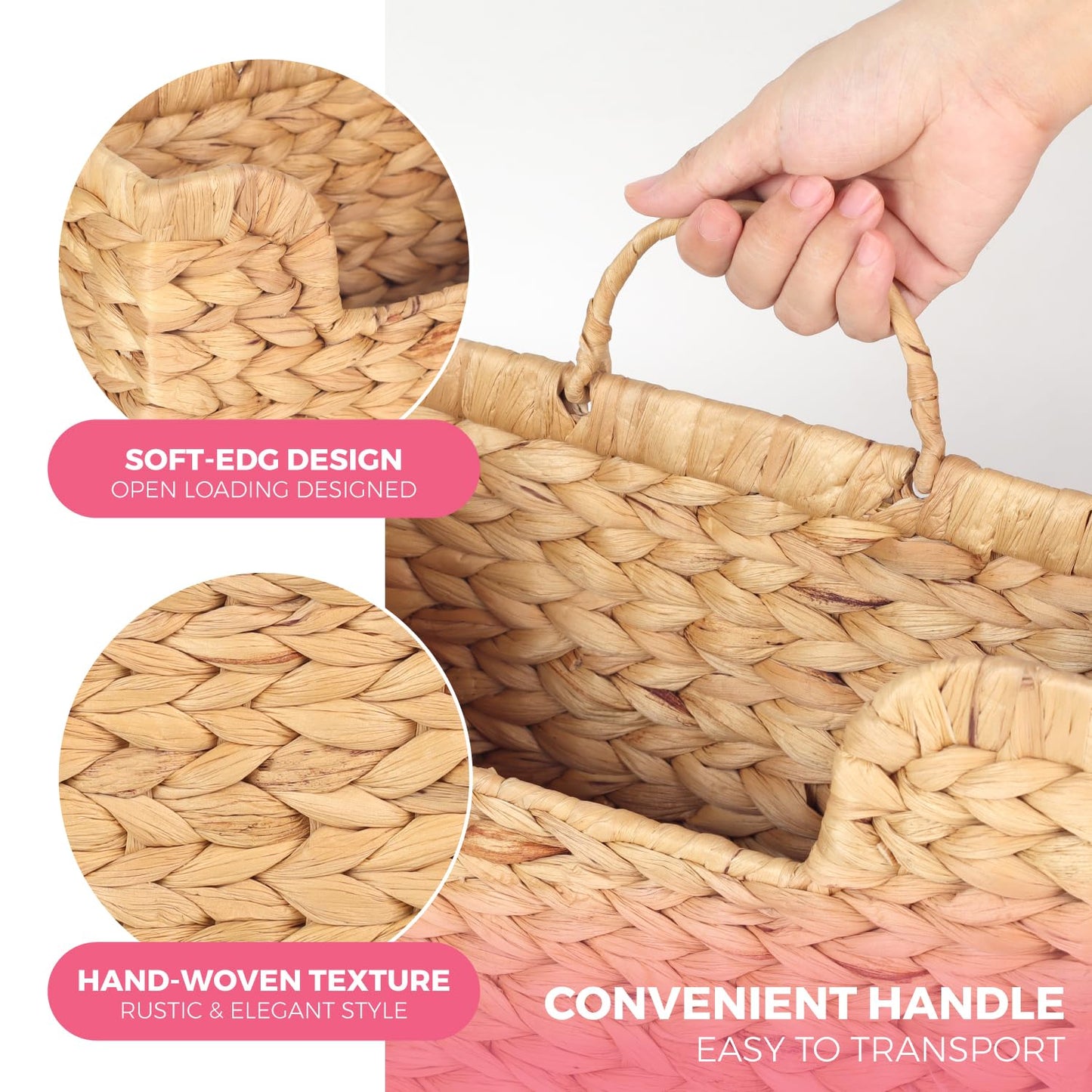 Handwoven Water Hyacinth Wall Magazine Holder - Natural Hanging Organizer for Mail, Newspapers & Magazines, Books & Files - Decorative Boho Storage Basket for Entryway, Bathroom, Living Room, Office.