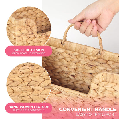 Handwoven Water Hyacinth Wall Magazine Holder - Natural Hanging Organizer for Mail, Newspapers & Magazines, Books & Files - Decorative Boho Storage Basket for Entryway, Bathroom, Living Room, Office.