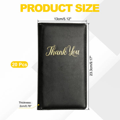 PATIKIL Restaurant Check Presenters, 20Pcs Guest Check Bill Holder with Magnetic Clip PU Leather Check Presenters for Restaurants Waitress Servers Bars, Black