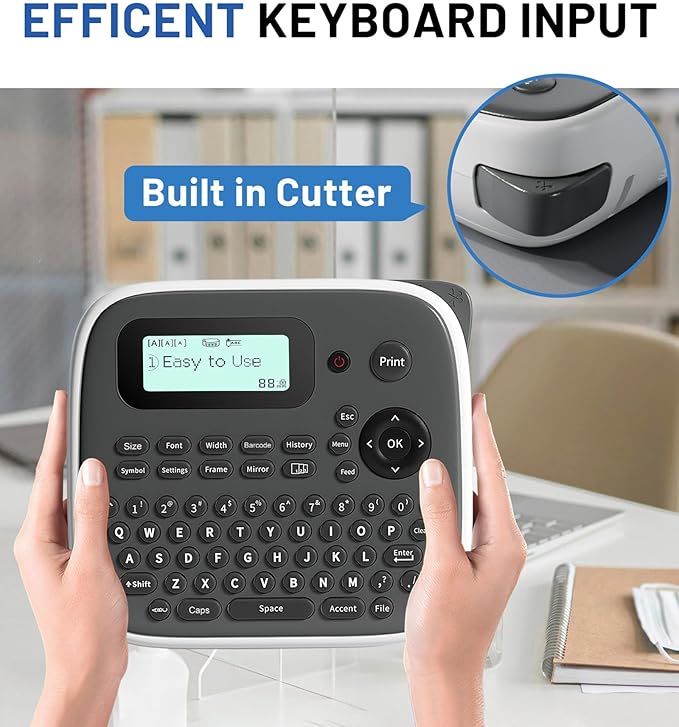 Label Maker Machine with-Tape, Label Maker Waterproof-Labels, Portable Labeler Machine with Keyboard, D210S Label Maker Multiple Symbols for Home Small Business Kids Teachers School Supplies